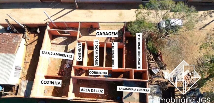 Casa em fase de construção no bairro Jundiaquara